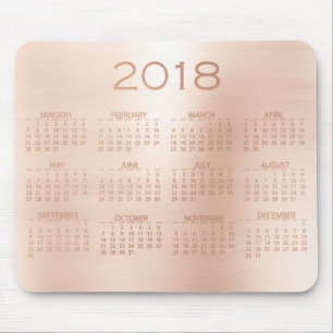 Kalender 2018 Roos Gouden Metallic Blush Muismat