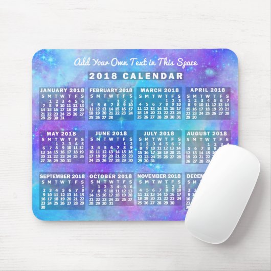 Kalender 2018 (zie beschrijving voor nieuwe versie muismat (Met muis)