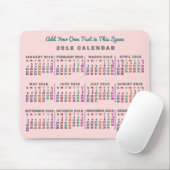 Kalender 2018 (zie beschrijving voor nieuwe versie muismat (Met muis)