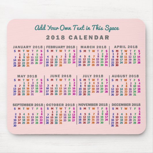 Kalender 2018 (zie beschrijving voor nieuwe versie muismat (Voorkant)