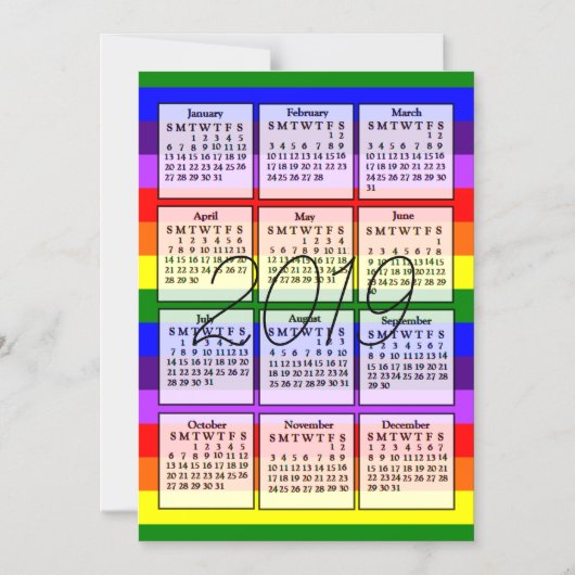 Kalender 2019 Magnet Rainbow-achtergrond Magnetische Uitnodiging (Voorkant)