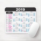 Kalender 2019 Mousepad met Amerikaanse Feestdagen Muismat (Met muis)
