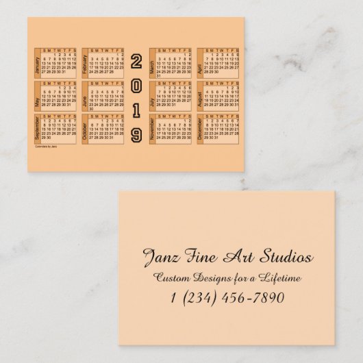 Kalender 2019 van Janz Chubby Visitekaartje (Voorkant / Achterkant)