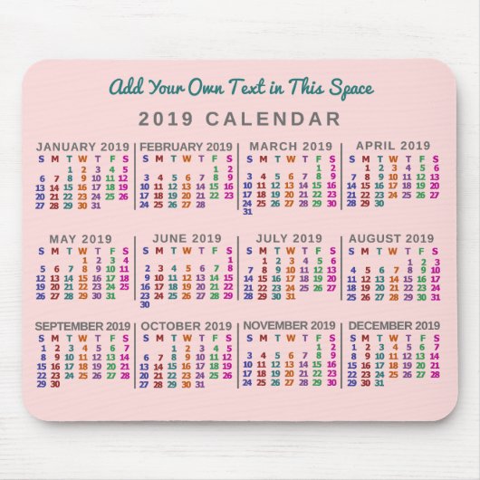 Kalender 2019 (zie beschrijving voor nieuwe versie muismat (Voorkant)