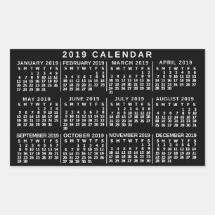 Kalender 2019 (zie beschrijving voor nieuwe versie rechthoekige sticker