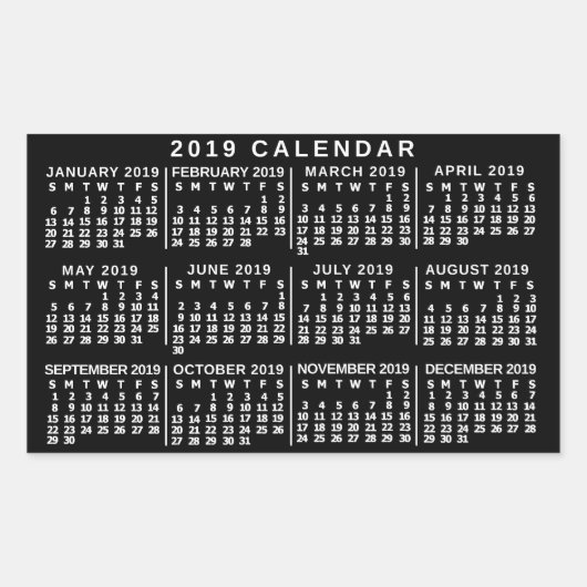 Kalender 2019 (zie beschrijving voor nieuwe versie rechthoekige sticker (Voorkant)