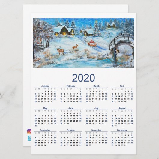 kalender 2020 feestdagenkaart (Voorkant / Achterkant)