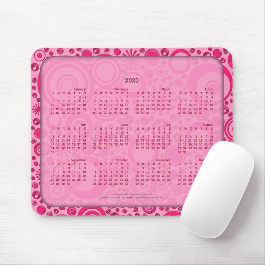 Kalender 2020 Mousepad, Rounds 2 Toonroze Muismat (Met muis)