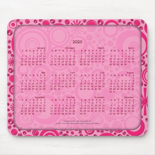 Kalender 2020 Mousepad, Rounds 2 Toonroze Muismat (Voorkant)