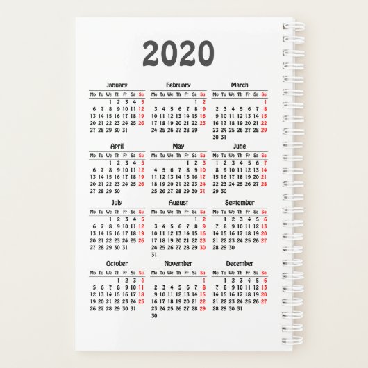kalender 2020 planner (Achterkant)