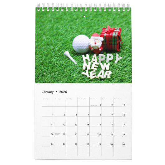 Kalender 2020 voor golfer met golfbal op groen (Jan 2026)