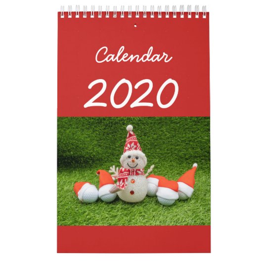 Kalender 2020 voor golfer met golfbal op groen (Hoes)