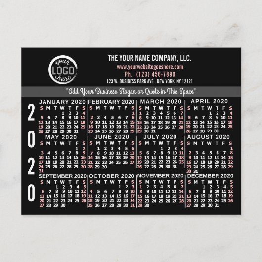 Kalender 2020 (zie beschrijving voor nieuwe versie briefkaart (Voorkant)