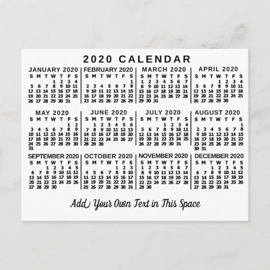 Kalender 2020 (zie beschrijving voor nieuwe versie briefkaart (Voorkant)
