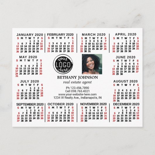 Kalender 2020 (zie beschrijving voor nieuwe versie briefkaart (Voorkant)