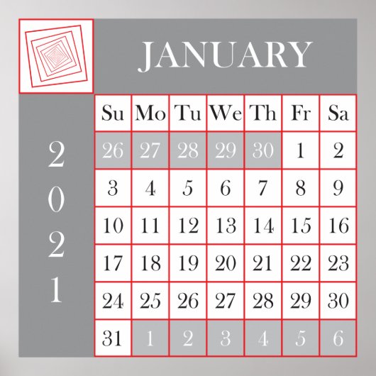 kalender 2021 januari poster (Voorkant)