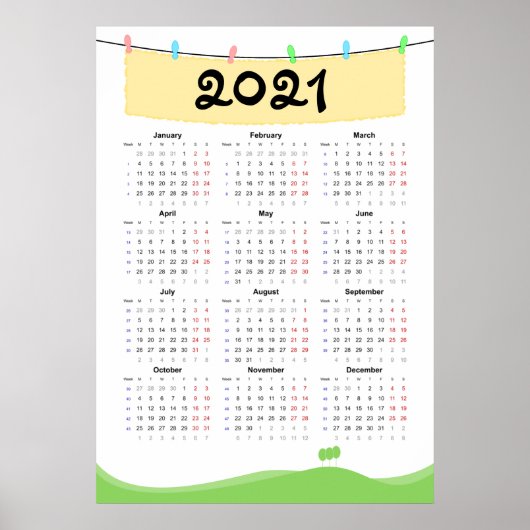 Kalender 2021 Poster - Maandag start (Voorkant)