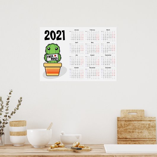 Kalender 2021 Poster - maandag start Gratis knuffe (Keuken)