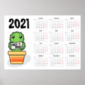 Kalender 2021 Poster - maandag start Gratis knuffe (Voorkant)