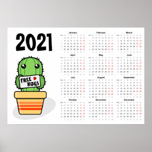 Kalender 2021 Poster - maandag start gratis knuffe