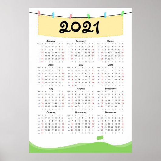 Kalender 2021 Poster - zondag start (Voorkant)