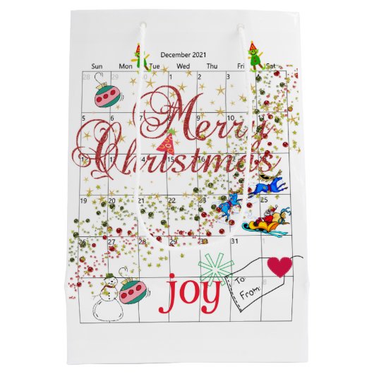 Kalender 2021 prettige kerstcadeautassen medium cadeauzakje (Achterkant)