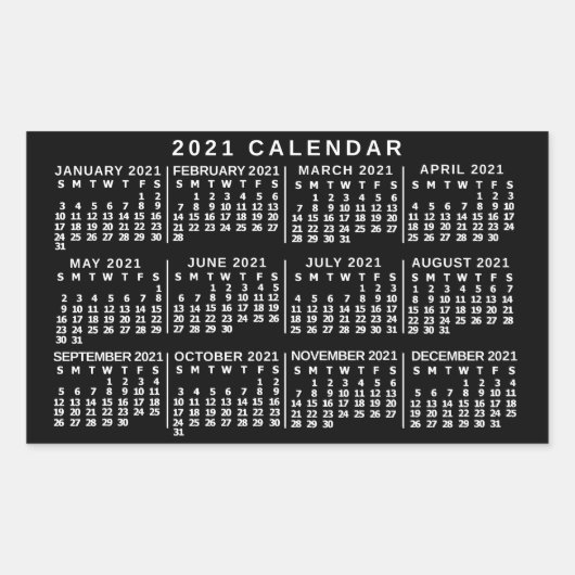 Kalender 2021 (zie beschrijving voor nieuwe versie rechthoekige sticker (Voorkant)