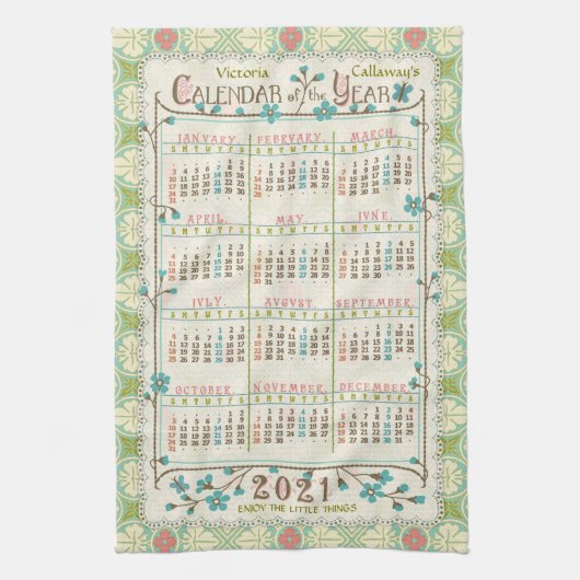 Kalender 2021 (zie beschrijving voor nieuwe versie theedoek (Verticaal)