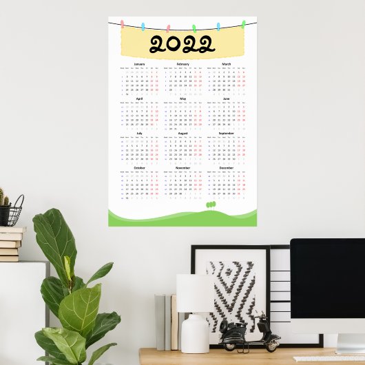 Kalender 2022 Poster - Maandag begin (Thuiskantoor)