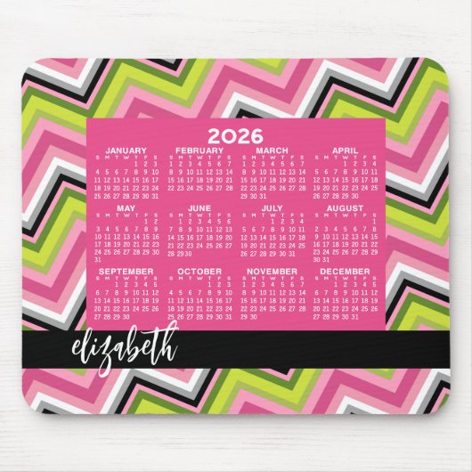 Kalender 2023 - enorm kleurrijk chevron-patroon muismat (Voorkant)
