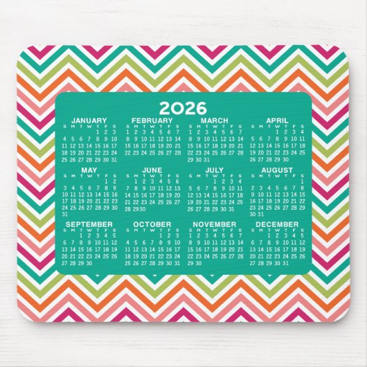 Kalender 2023 - enorm kleurrijk chevron-patroon muismat (Voorkant)