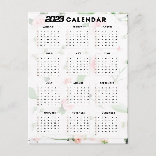 kalender 2023 floral briefkaart (Voorkant)