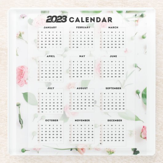 kalender 2023 floral glazen onderzetter (Voorkant)