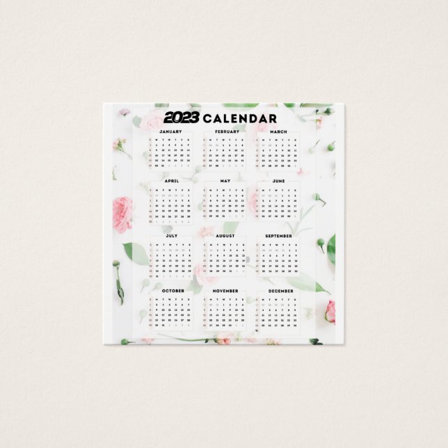kalender 2023 floral vierkante visitekaartjes (Voorkant)