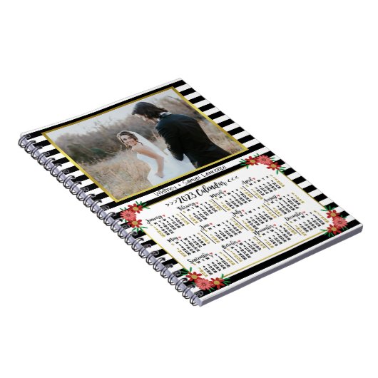 Kalender 2023 jaar voorbereiding Floral Stripes |  Notitieboek (Rechterzijde)