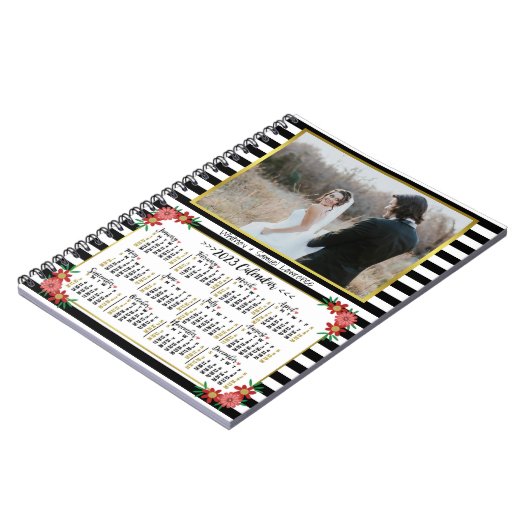 Kalender 2023 jaar voorbereiding Floral Stripes |  Notitieboek (Linkerzijde)