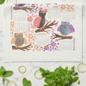 Kalender 2023 jaar Whimsical Owls Fun Cute Theedoek (Gevouwen)