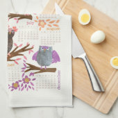 Kalender 2023 jaar Whimsical Owls Fun Cute Theedoek (Quarter Fold)
