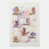 Kalender 2023 jaar Whimsical Owls Fun Cute Theedoek (Verticaal)