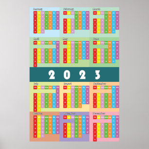 kalender 2023 kleur dagen week maand poster