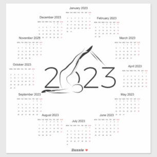 Kalender 2023 voor Pilates instructeur Grote Clock Sticker