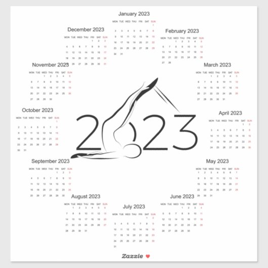 Kalender 2023 voor Pilates instructeur Grote Clock Sticker (Vel)