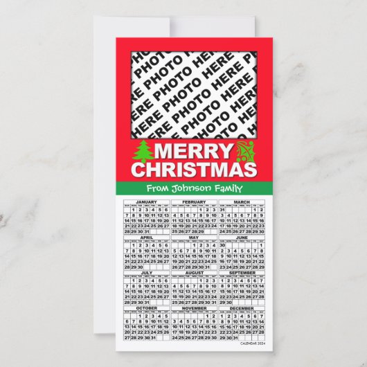 Kalender 2024 Kerst 4 foto's toevoegen Kaart (Voorkant)