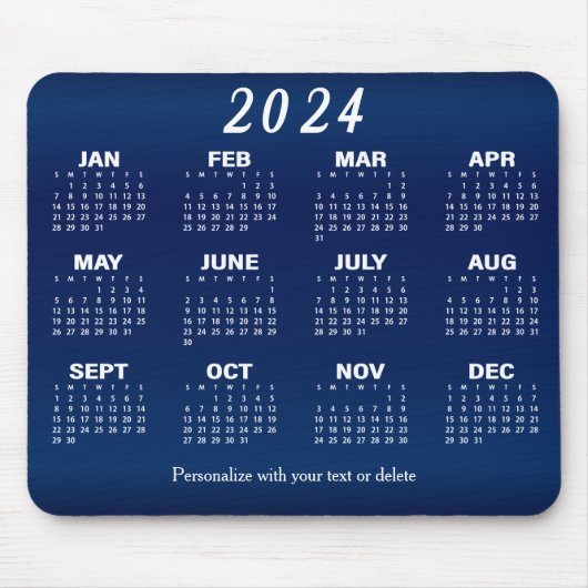 Kalender 2024 - Marineblauw ontwerp Muismat (Voorkant)