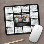 Kalender 2024 met 2 foto's en tekst - Zwart Wit Muismat<br><div class="desc">Een 2 fotocollage met een kalender van 2024 en ruimte om een paar regels tekst toe te voegen. Een leuk item voor het nieuwe jaar om te gebruiken in de kantoor of thuis. Voeg 2 vierkante foto's toe aan dit ontwerp.</div>