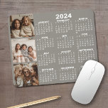 Kalender 2024 met 3 Fotocollage - taupe Muismat<br><div class="desc">Een 3 fotocollage met een kalender van 2024. Een leuk item voor het nieuwe jaar. Voeg 3 vierkante foto's toe aan dit ontwerp.</div>