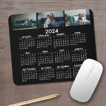 Kalender 2024 met 3 Fotocollage - zwart Muismat<br><div class="desc">Een 3 fotocollage met een kalender. Een leuk object voor het nieuwjaar. Voeg 3 landschapsfoto's aan dit ontwerp toe.</div>