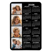 Kalender 2024 met 4 Fotocollage - zwart Magneet (Verticaal)