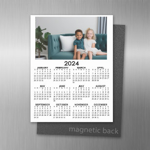 Kalender 2024 met Familiefoto - Zwart Wit Magnetisch Uitwisbaar Vel
