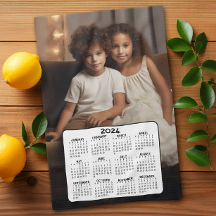 Kalender 2024 met foto - Basic Zwart Wit Theedoek